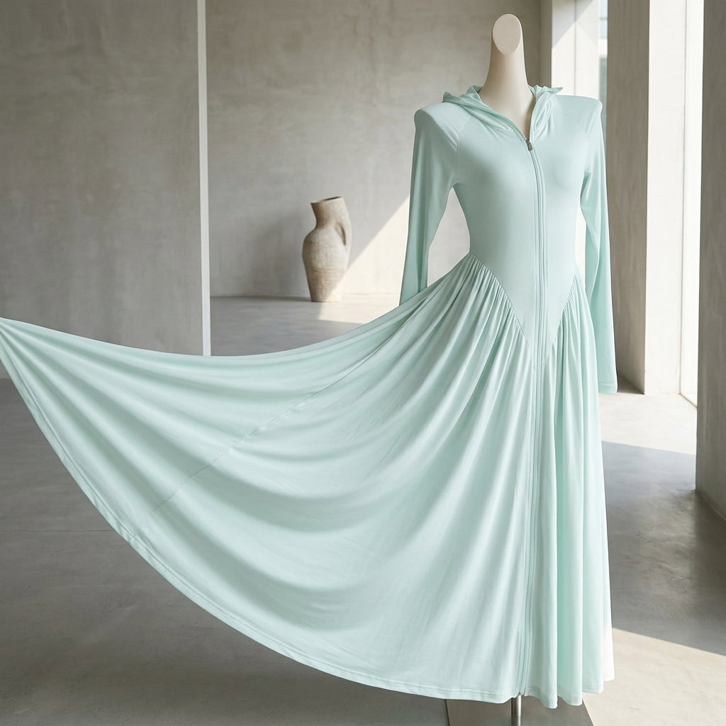Full Length Ice Silk Sun Dress Women All-in-one UV Protection Outfit